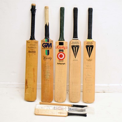 Lot 434 - International Test Cricket Interest - Group of autographed cricket bats