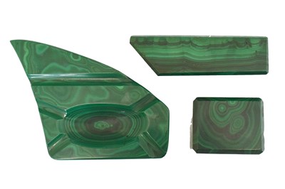 Lot 354 - Group of polished malachite desk accessories