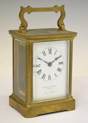 Lot 700 - Brass carriage clock circa 1900, retailed by Charles Desprez of Bristol