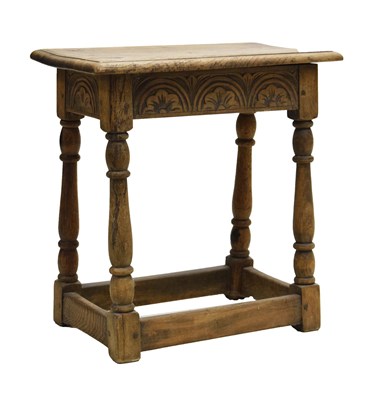 Lot 725 - 17th century style oak 'joynt' stool