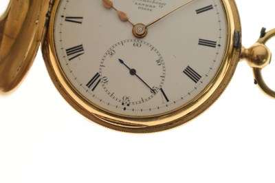 Lot Mid-Victorian 18ct gold half hunter pocket watch, James McCabe, Royal Exchange