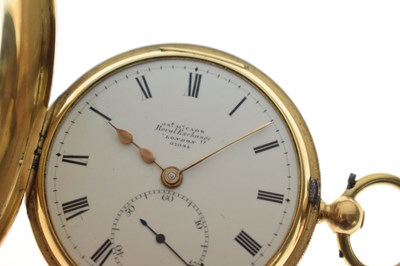 Lot Mid-Victorian 18ct gold half hunter pocket watch, James McCabe, Royal Exchange
