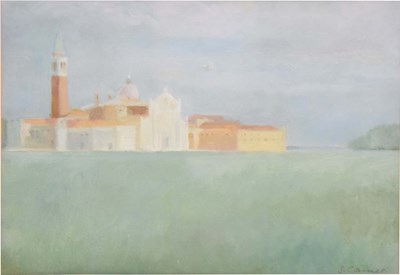 Lot 624 - Susan Caines, (b. 1935) - Gouache - 'View of San Giorgio' (Venice)