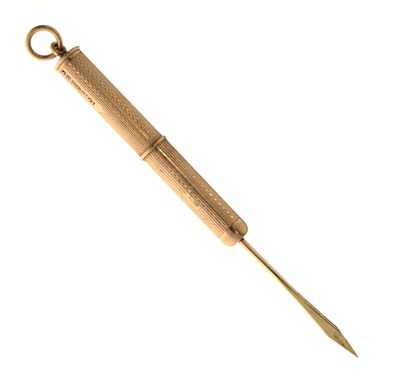 Lot 185 - 9ct gold retractable tooth pick