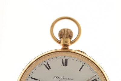Lot George V 18ct gold cased pocket watch, J.W. Benson, London