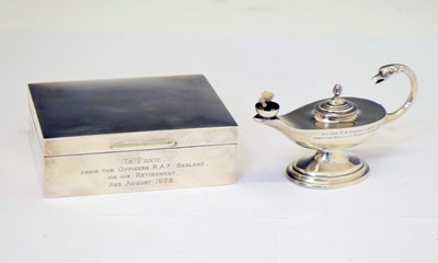Lot 265 - Elizabeth II silver table lighter and tabletop box
