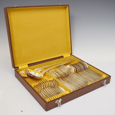Lot 397 - Mid 20th century cased canteen of French silver plated flatware
