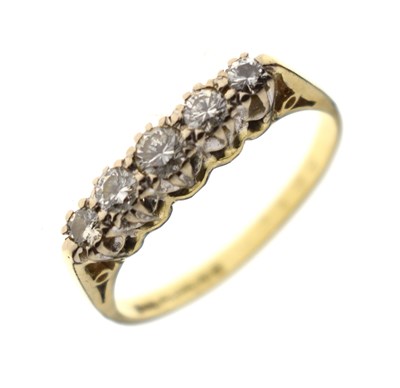 Lot 2 - Five-stone diamond 18ct gold ring