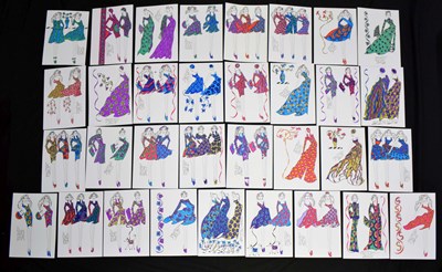 Lot 666 - Roz Jennings (b.1952) - Collection of original 1970s fashion illustrations for Laura Ashley