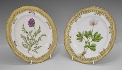 Lot 334 - Royal Copenhagen - Pair of 'Flora Danica' porcelain cabinet plates