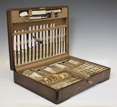 Lot 405 - Mappin & Webb oak-cased canteen of Kings Pattern flatware for eight settings