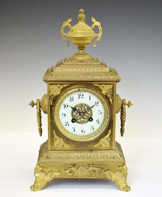Lot 691 - Japy Freres - Late 19th century French brass mantel clock