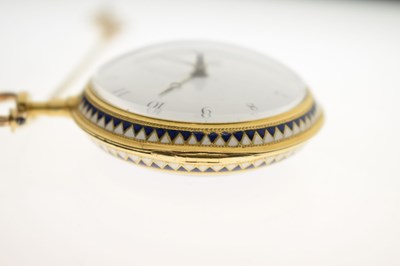 Lot Early 19th century yellow metal and enamel open face pocket watch, James Upjohn