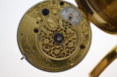 Lot Early 19th century yellow metal and enamel open face pocket watch, James Upjohn