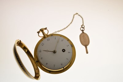 Lot Early 19th century yellow metal and enamel open face pocket watch, James Upjohn