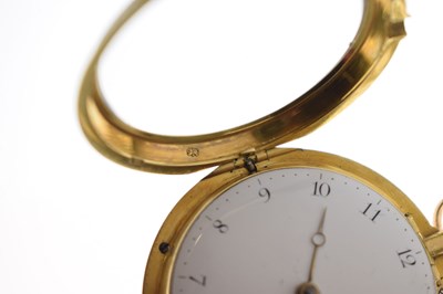 Lot Early 19th century yellow metal and enamel open face pocket watch, James Upjohn