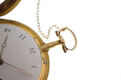 Lot Early 19th century yellow metal and enamel open face pocket watch, James Upjohn