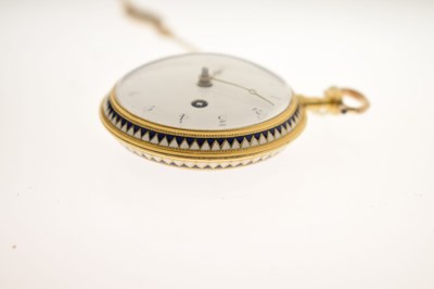 Lot Early 19th century yellow metal and enamel open face pocket watch, James Upjohn