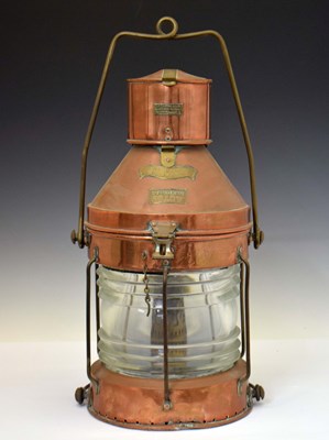 Lot 380 - Early 20th century copper and brass ship's lantern