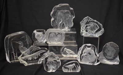 Lot 515 - Mats Jonasson (b.1945) - Three Swedish glass sculptures, etc