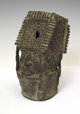 Lot 246 - Nigerian bronze bust of Benin 'Oba' type