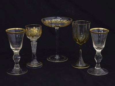 Lot 288 - Pair of early-mid 19th century Continental Biedermeier wine glasses, etc