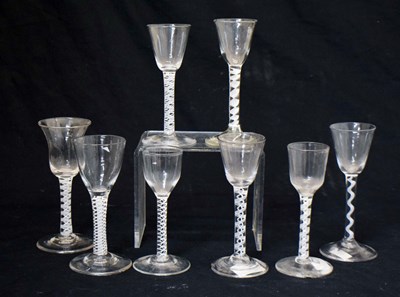 Lot 292 - Eight various opaque twist stem glasses