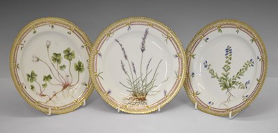 Lot 337 - Royal Copenhagen - Three 'Flora Danica' porcelain plates