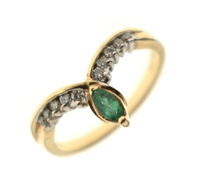 Lot 36 - Emerald and diamond 9ct gold dress ring