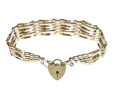 Lot 149 - 9ct gold gate link bracelet with padlock clasp