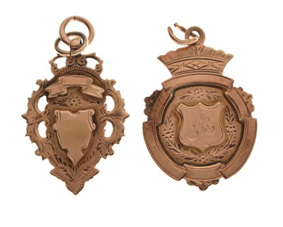 Lot 193 - Two Edwardian 9ct gold cycling medallions