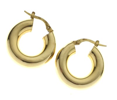 Lot 158 - Pair of 18ct yellow gold hoop earrings