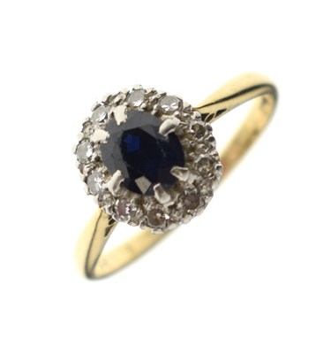 Lot 26 - Sapphire and diamond cluster ring, circa 1960s