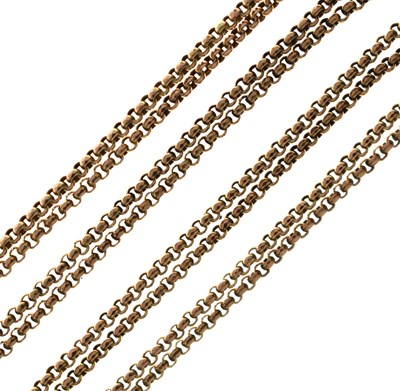 Lot 75 - Victorian yellow metal longuard belcher link chain