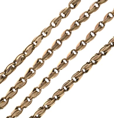 Lot 77 - Early 20th century fancy link yellow metal longuard necklace