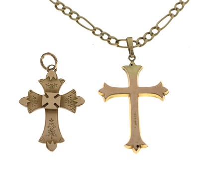 Lot 125 - Late Victorian 9ct gold cross pendant, etc (3)