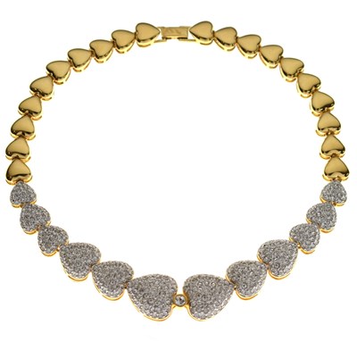 Lot 207 - Collaret necklace with crystal and gold plated heart-shaped links
