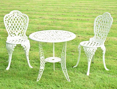 Lot 782 - Painted aluminium three-piece patio set