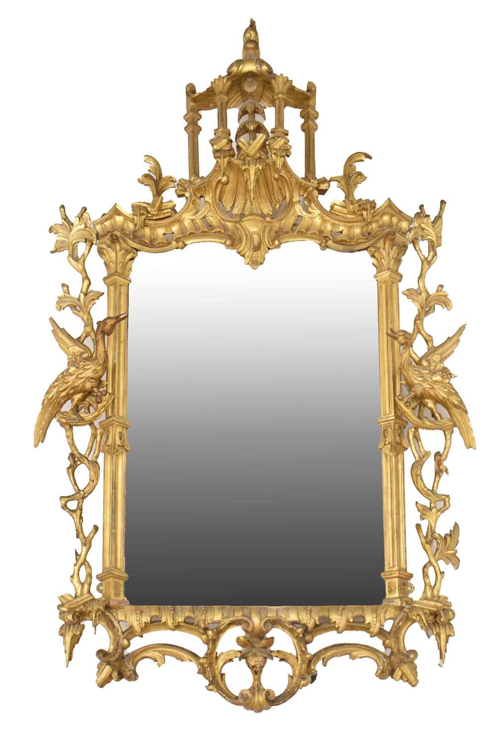 Lot 474 - Impressive 19th century Chippendale revival giltwood and gesso wall mirror