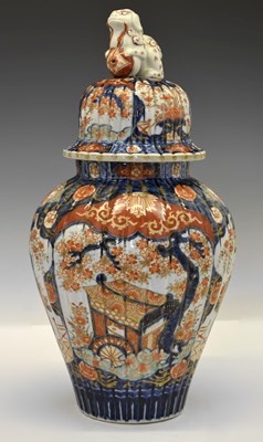 Lot 357 - Large late 19th century Japanese Imari moulded vase and cover