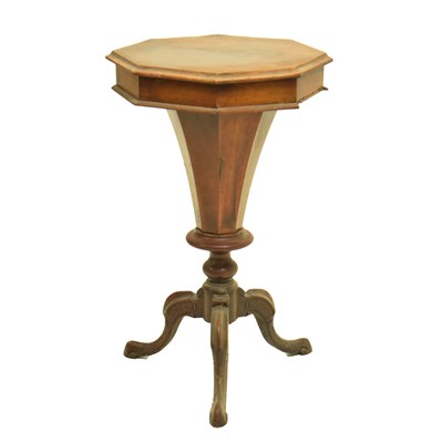 Lot 754 - Victorian walnut octagonal sewing or work table
