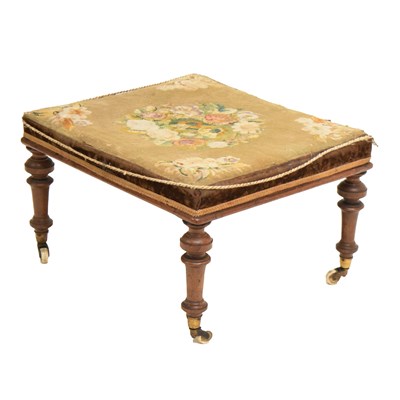 Lot 747 - Early Victorian mahogany stool with tapestry seat