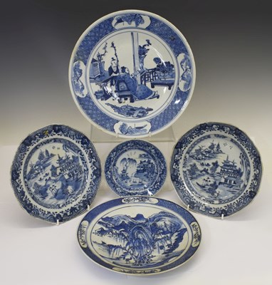 Lot 339 - Five 19th century Chinese blue and white porcelain plates