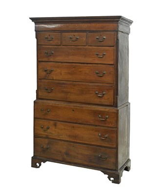 Lot 491 - George III inlaid oak tallboy or chest-on-chest