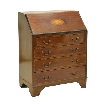 Lot 755 - Small Edwardian inlaid mahogany bureau