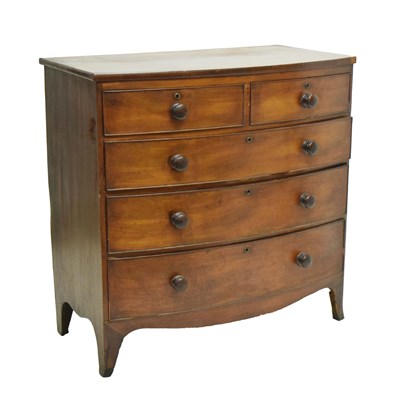 Lot 756 - Early 19th century mahogany bowfront chest of drawers