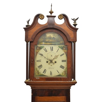 Lot 684 - Early 19th century oak and mahogany cased 8-day painted dial longcase clock - J. Freeman, Bibury