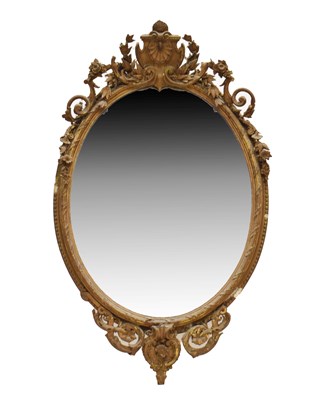 Lot 476 - Late 19th century giltwood and gesso oval wall mirror