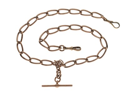 Lot 107 - 9ct rose gold curb link double Albert chain