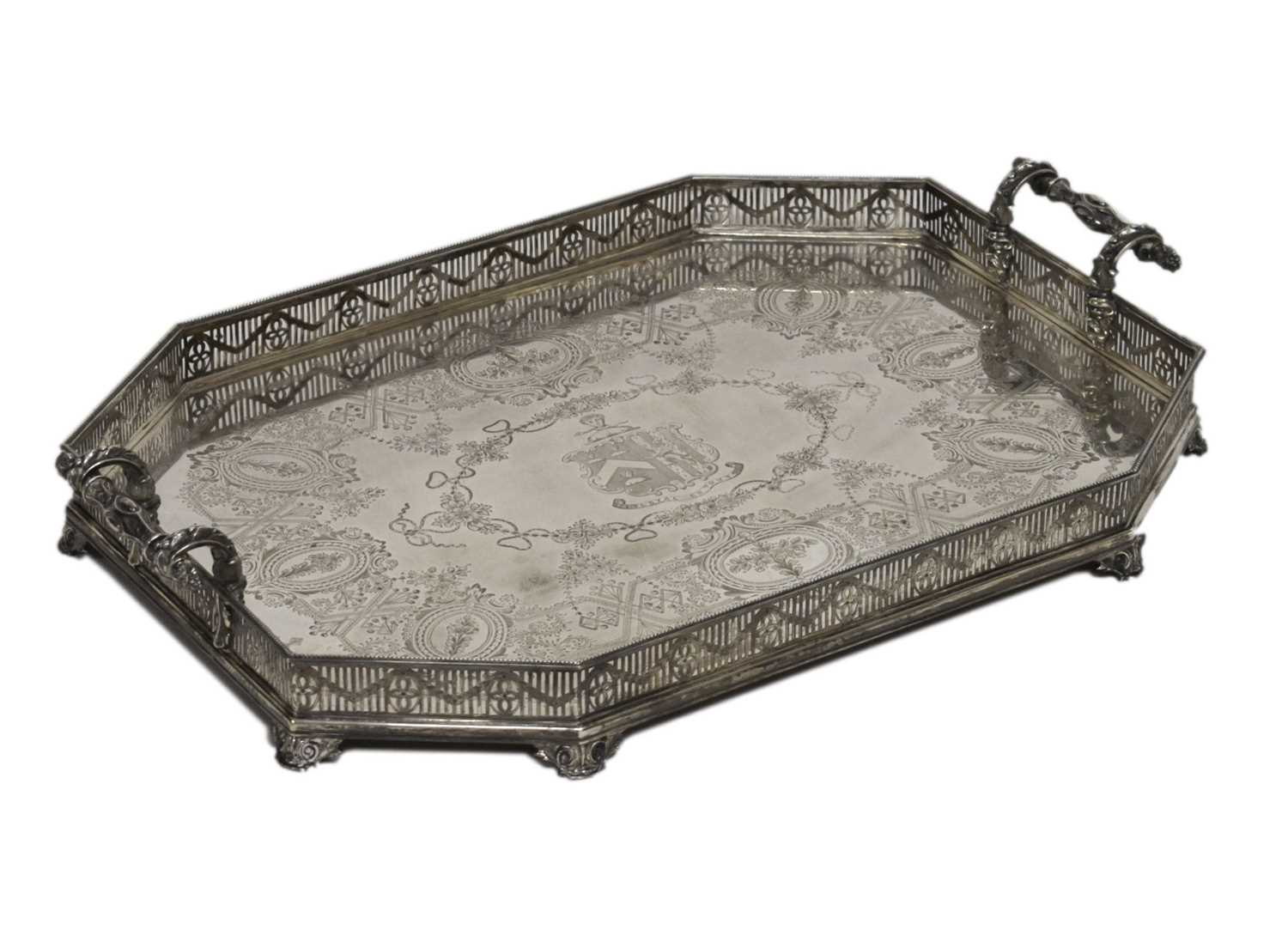 Lot 149 - Late Victorian silver gallery tray